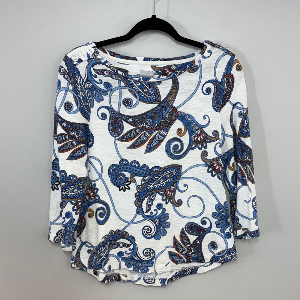 Chico’s 3/4 sleeve Pullover Paisley
